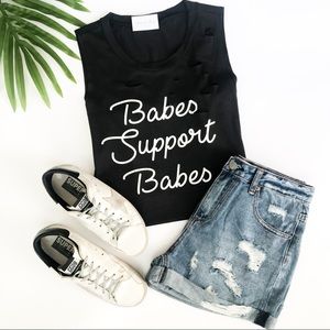 Babes Support Babes Distressed Tank Top
